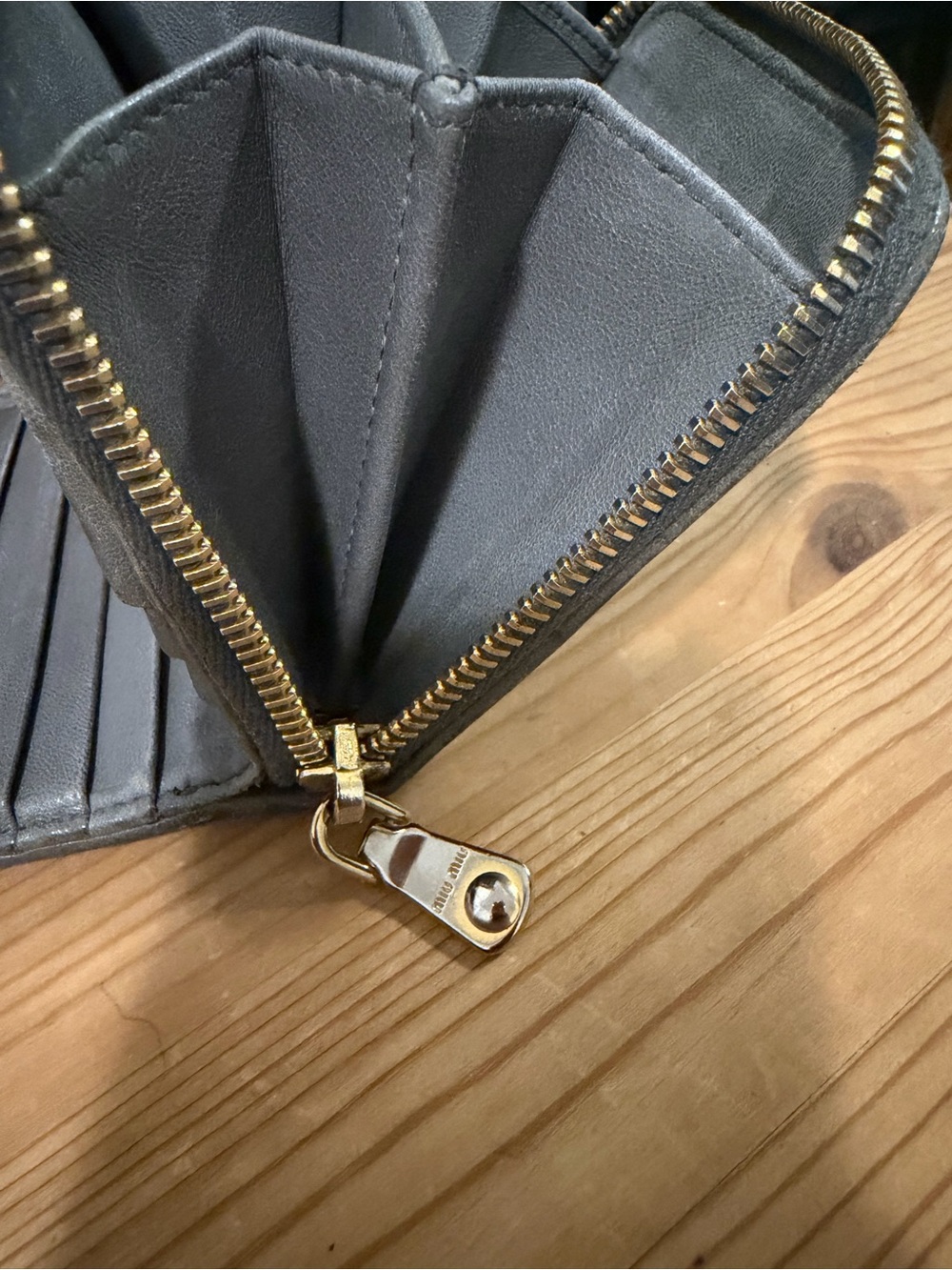 Authentic Miu Miu Matelassé Zip Around Wallet Marmo Grey w/ Receipt & Auth Card - Picture 13 of 14